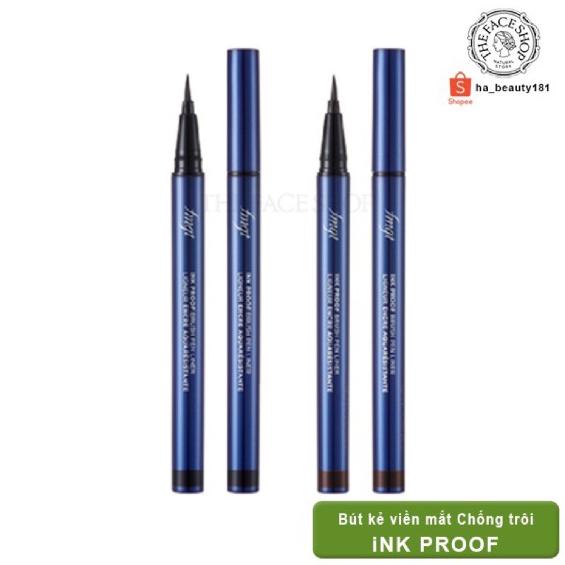 Bút kẻ viền mắt không trôi chống nước chống lem The Face Shop fmgt Ink Proof Brush Pen Liner 0.6g