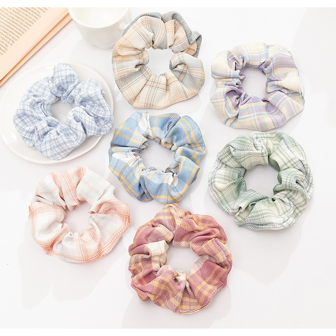 Cột tóc scrunchies hàn quốc vải sọc dễ thương Tiluca S48