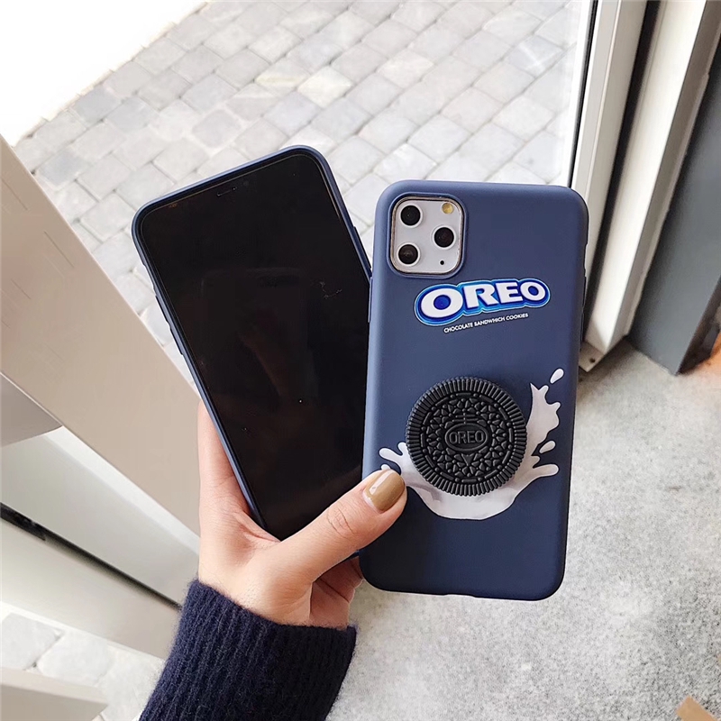 Ốp điện thoại mềm có giá đỡ hình bánh Oreo cho iPhone 6 6s 7 8 Plus X XS Max XR 11 11 Pro Max