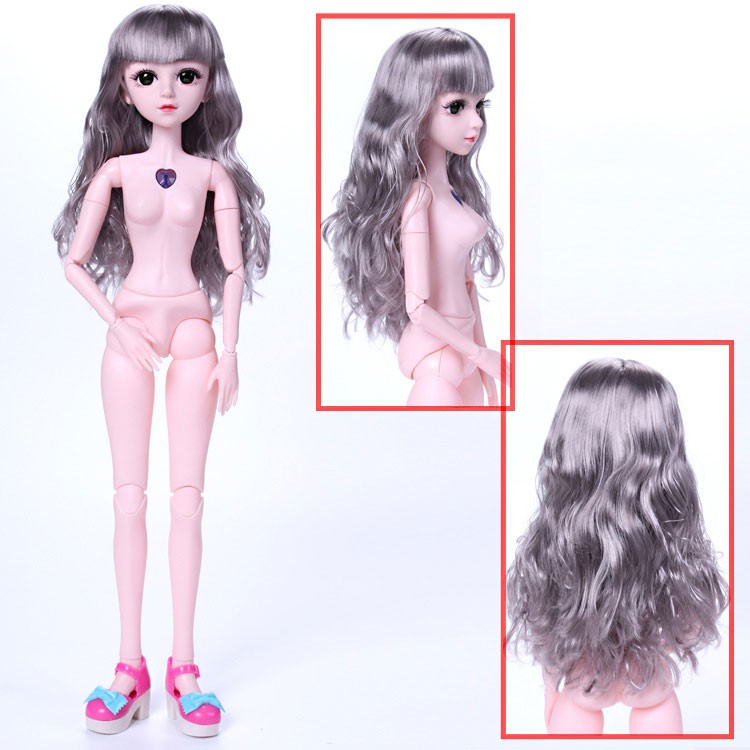 Búp Bê Trơn BJD 18 Khớp 60cm Tóc Khói Ngang