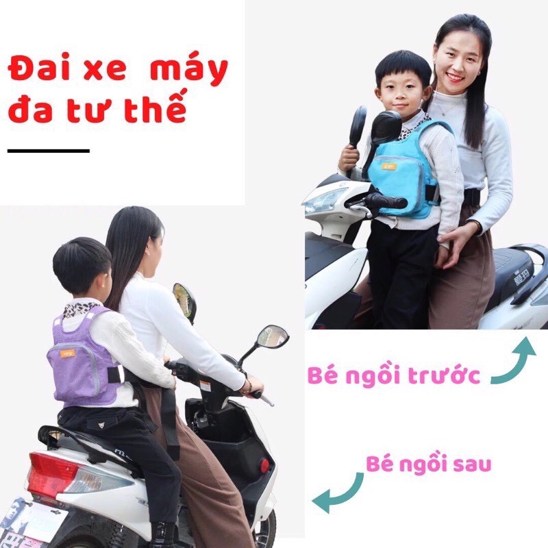 Bán Sỉ - Đai đi xe máy cho bé, đai ngồi xe máy đeo vai, thắt lưng, đai ngực