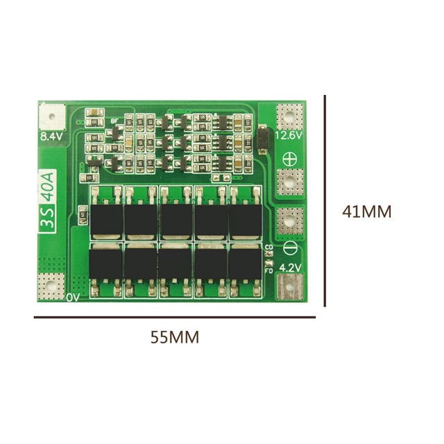 Mạch 3S 12V - 40A Auto Recovery, sạc và bảo vệ pin Li-ion 3.7V (phiên bản tiêu chuẩn 2019/cân bằng)