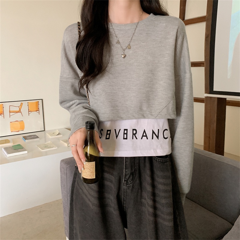 SUXI Áo Thun Dài Tay Phối Màu Thời Trang Nữ Tính