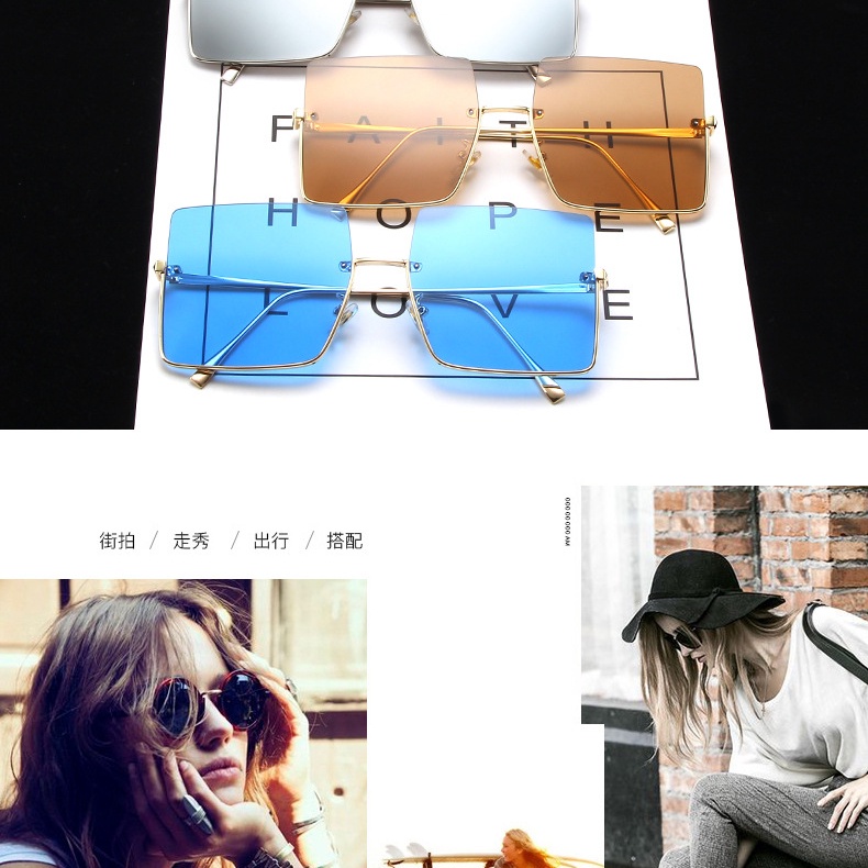 Kính Mát Nữ Nửa Gọng Kim Loại Phong Cách Retro Mới