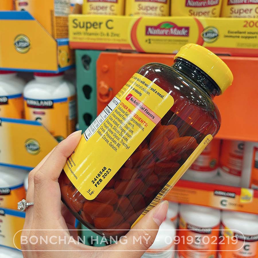 Viên uống bổ sung tăng sức đề kháng 3 loại Vitamin Super C With Vitamin D3 & Zinc  200 viên