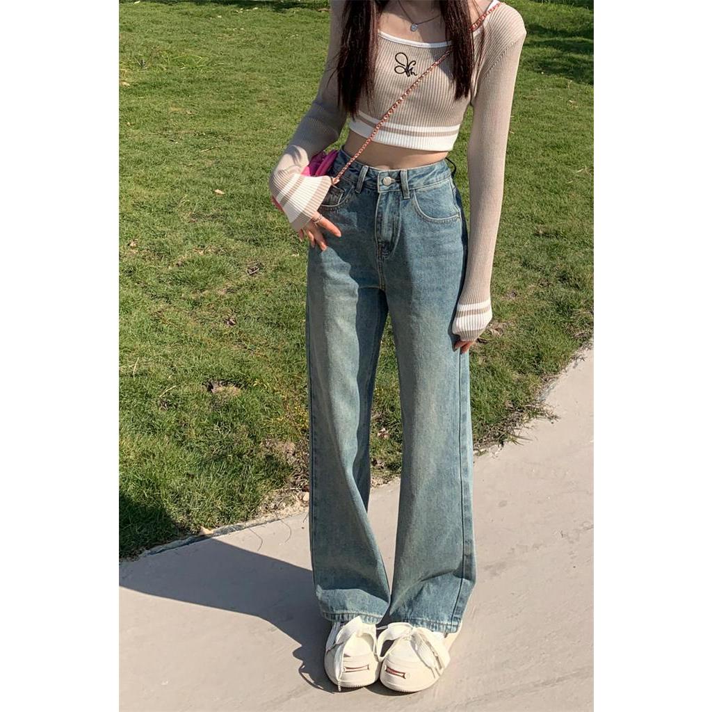 Quần Denim Ống Suông Rộng Lưng Cao Thời Trang Cá Tính 63077