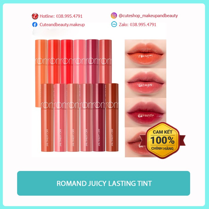[CHÍNH HÃNG - CÓ VIDEO] Son Romand Juicy Lasting Tint