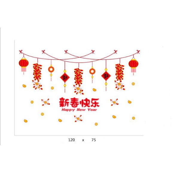 Decal trang trí Tết - Rèm dây treo pháo nổ tưng bùng chào xuân