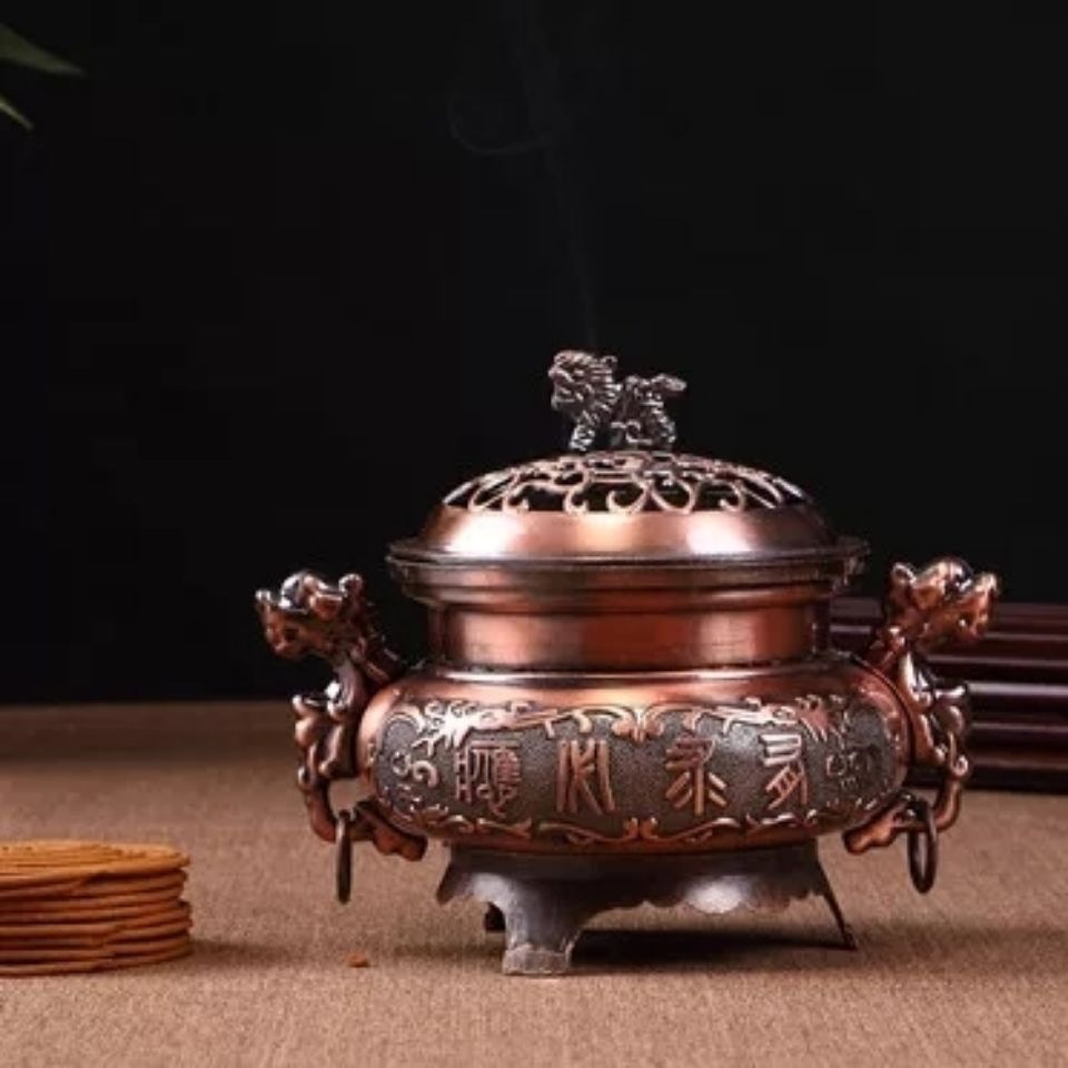 Đế Đốt Trầm Hương Bằng Hợp Kim Họa Tiết Hai Chú Rồng Độc Đáo