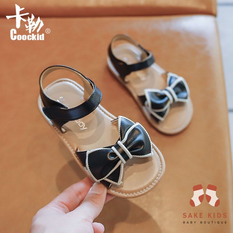 Giày sandal bé gái - Dép quai hậu gắn Nơ thêu viền quai dán chất mềm nhẹ kiểu dáng Hàn Quốc mẫu mới nhất M63