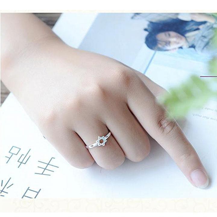 Nhẫn Ngôi sao 6 cánh chất liệu bạc S925 phụ kiện trang sức nữ thời trang sang trọng