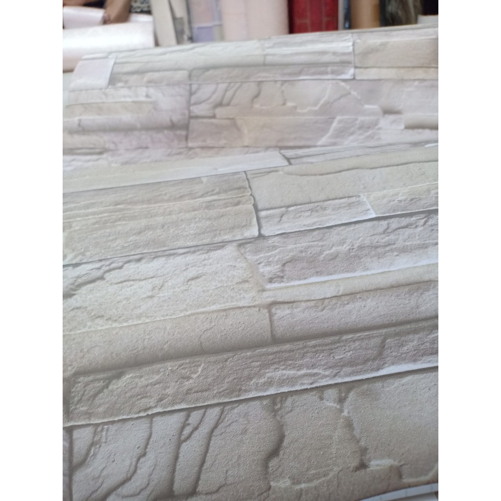 Decal giấy dán tường đá đăm vàng khổ 60cm giấy dày keo sẵn