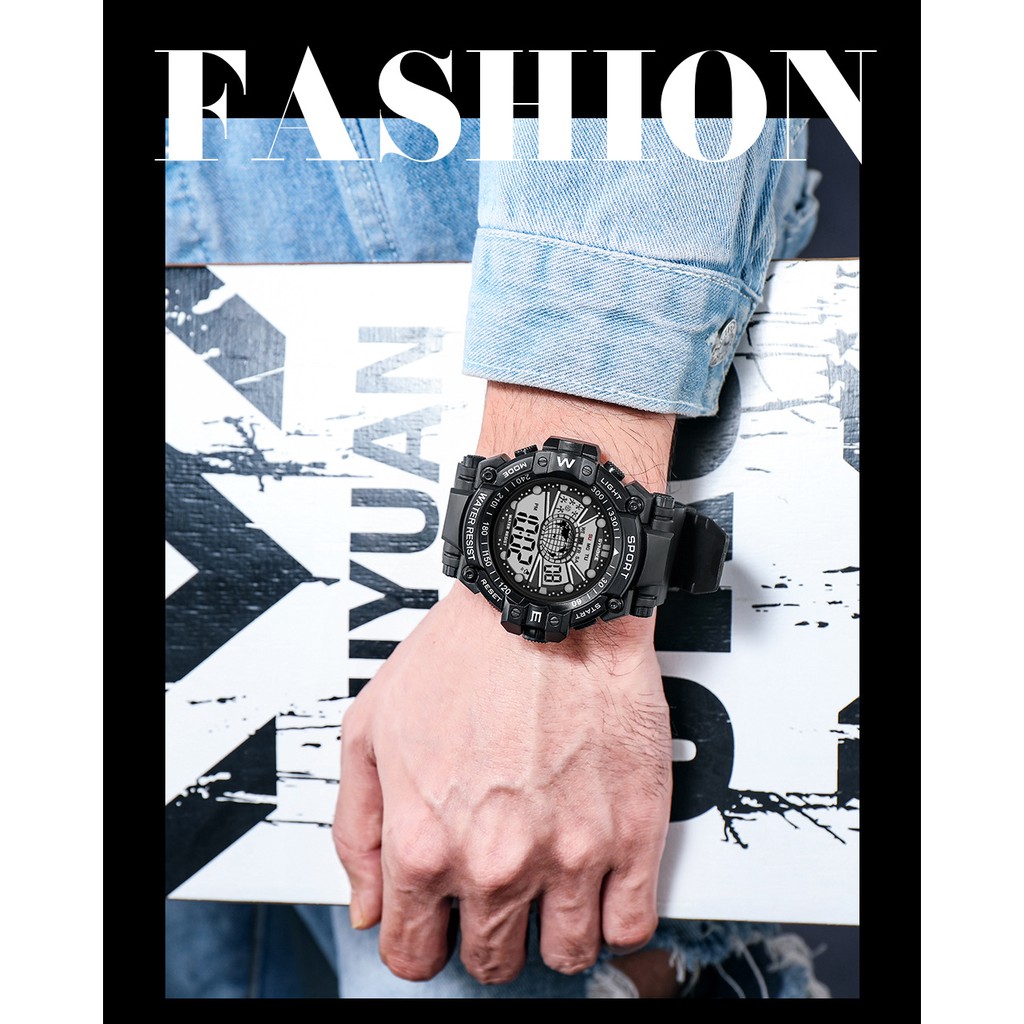 Đồng hồ điện tử thể thao thời trang trang nam cá tính dây nhựa cao cấp SYNOKE PKHRSNK015 (55 mm) | BigBuy360 - bigbuy360.vn