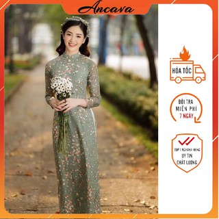 Áo Dài Hoa Nhí 4 Tà - Chất Liệu Tơ Ý Cao Cấp