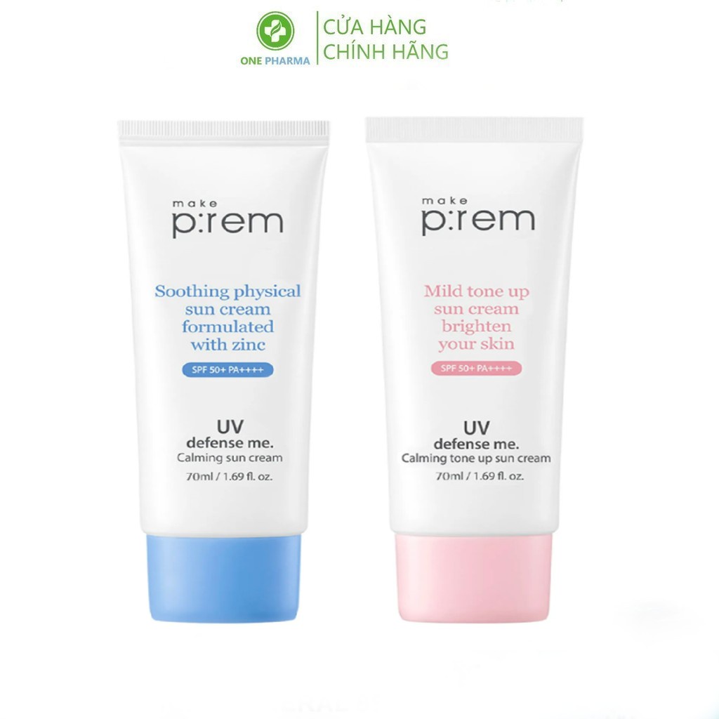Kem Chống Nắng Make p:rem Nâng Tone Uv Defense Me. Calming Tone Up Sun Cream 70ml