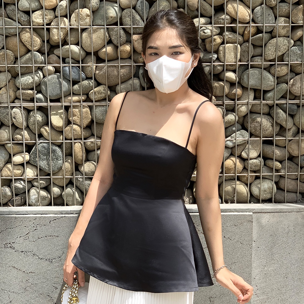 Áo hai dây QUEEN dáng xòe, chất tafta siêu hack dáng, 2 màu cơ bản - KAYLIN TOP QT001