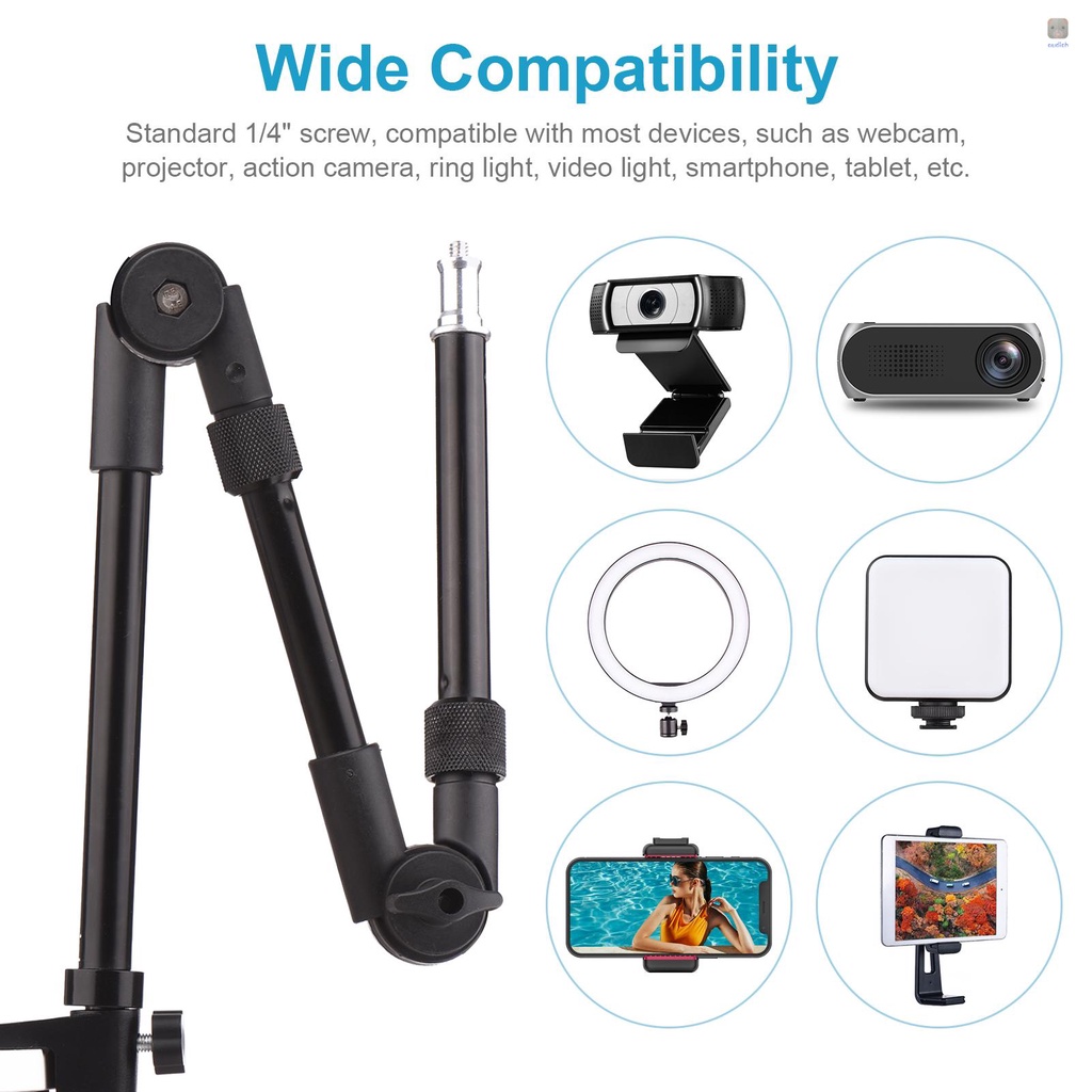 Giá đỡ kim loại Andoer ST-01 có thể gập và đầu bi vít 1/4inch tải trọng 3kg cho webcam đèn LED trợ sáng cho điện thoại