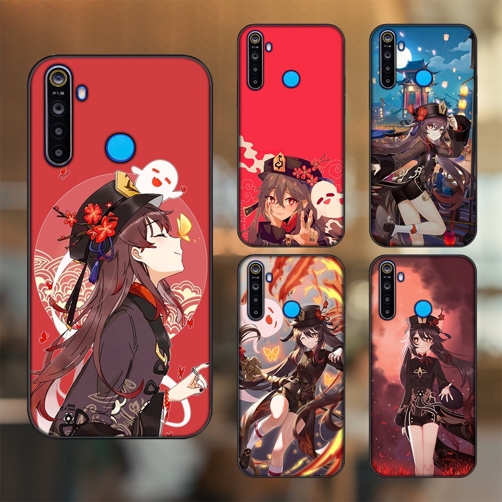 Ốp lưng Realme 5, 5 Pro viền đen in hình Hutao Genshin Impact