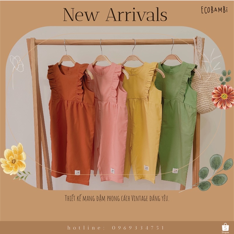 [Best Seller Restock] Jumpsuit linen bé gái Ecobambi