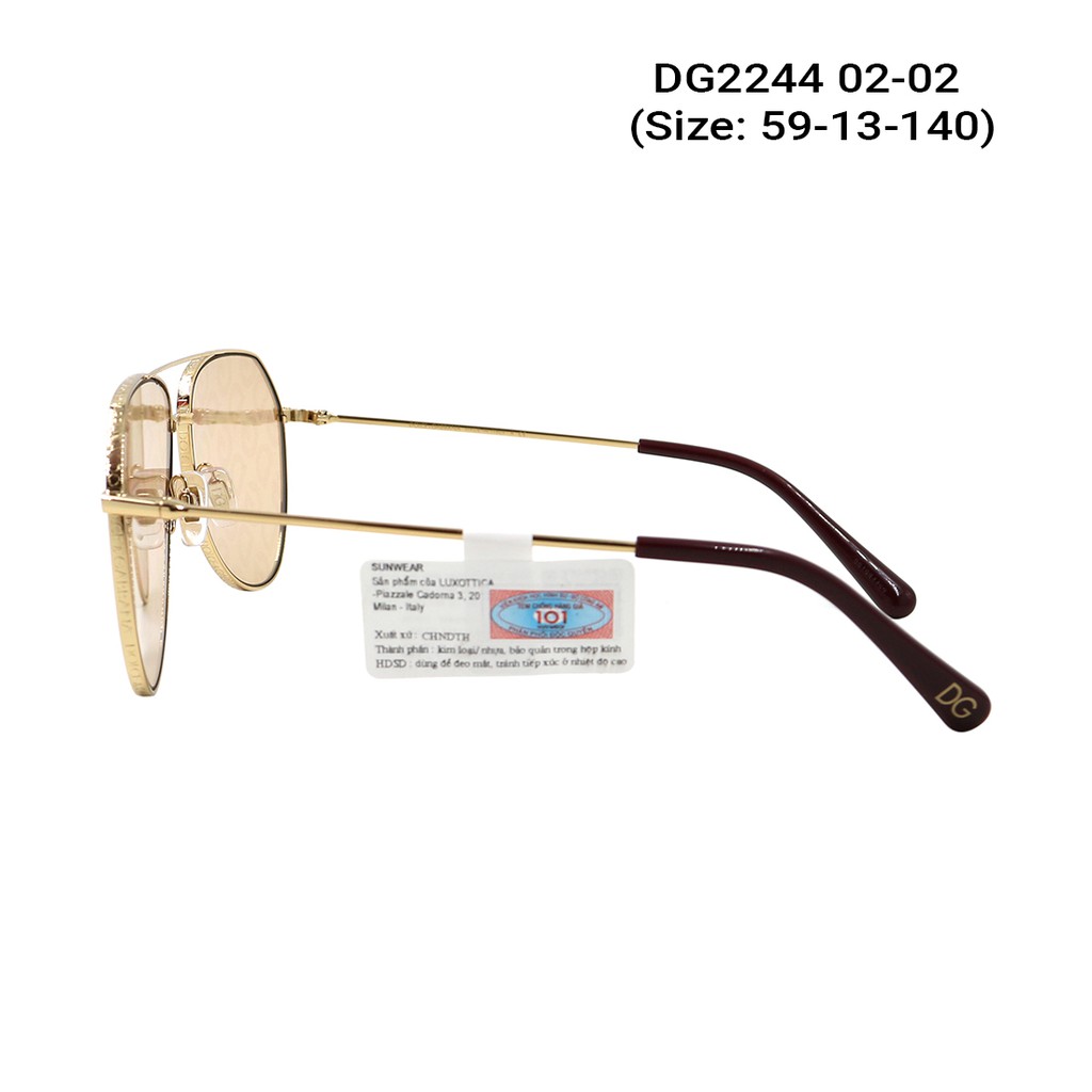 Kính mát chính hãng Dolce Gabbana DG2244 màu sắc thời trang, thiết kế dễ đeo bảo vệ mắt