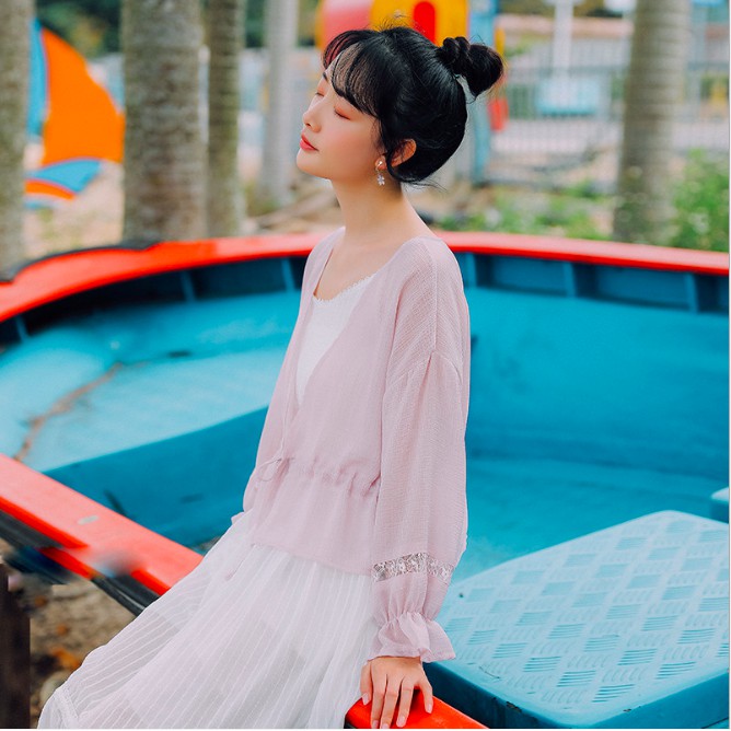 Áo khoác nữ mùa hè tay công chúa ren ngọt ngào CDG07