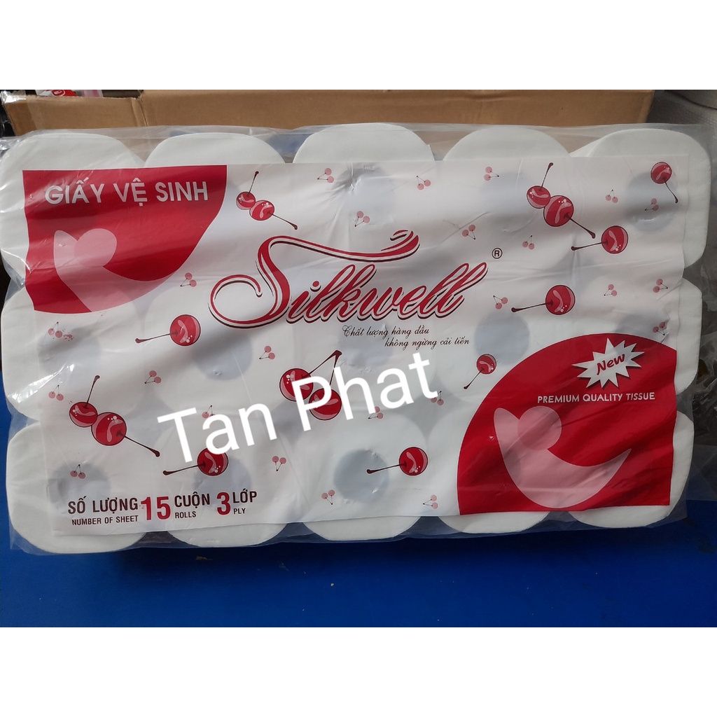 Lốc 15 cuộn giấy vệ sinh Silkwell 3 lớp