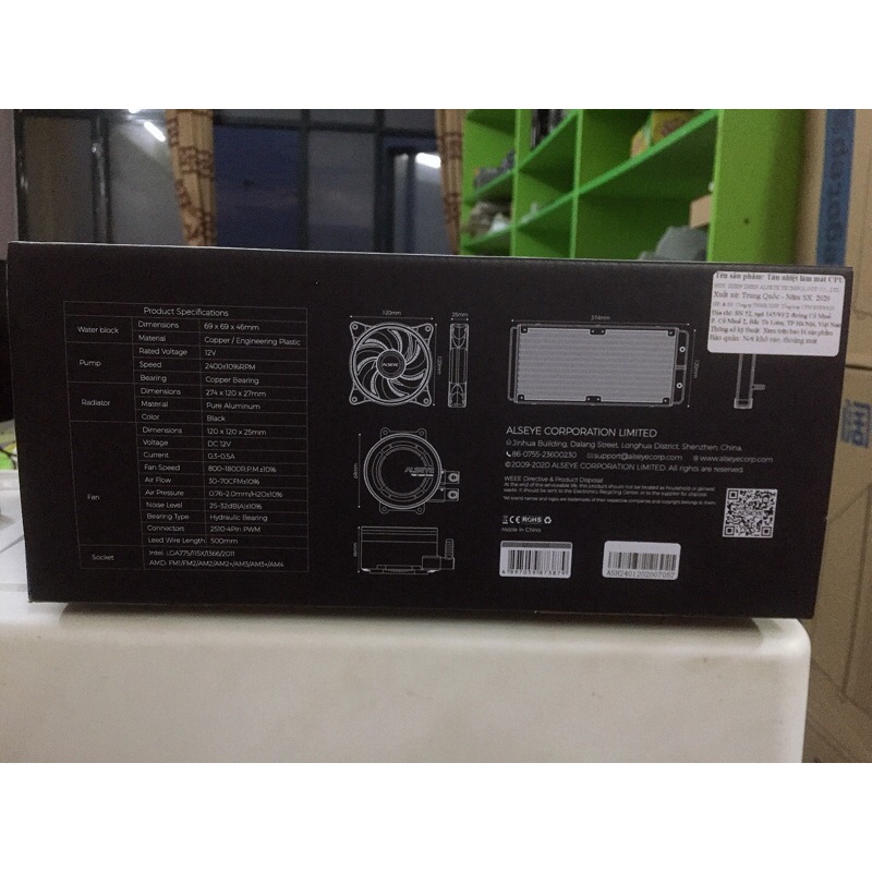 Tản nhiệt nước H240 AIO Hãng ALSEYE cao cấp NEWBOX