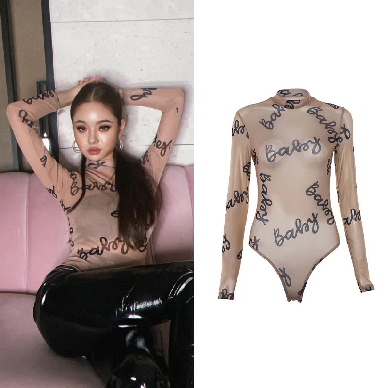 Áo Thun Tay Dài Dáng Ôm Phối Lưới Quyến Rũ Thời Trang 2022 Mới