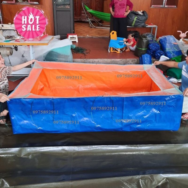Bể bạt nuôi ốc ếch cá 2x1x0,5 chống nhảy