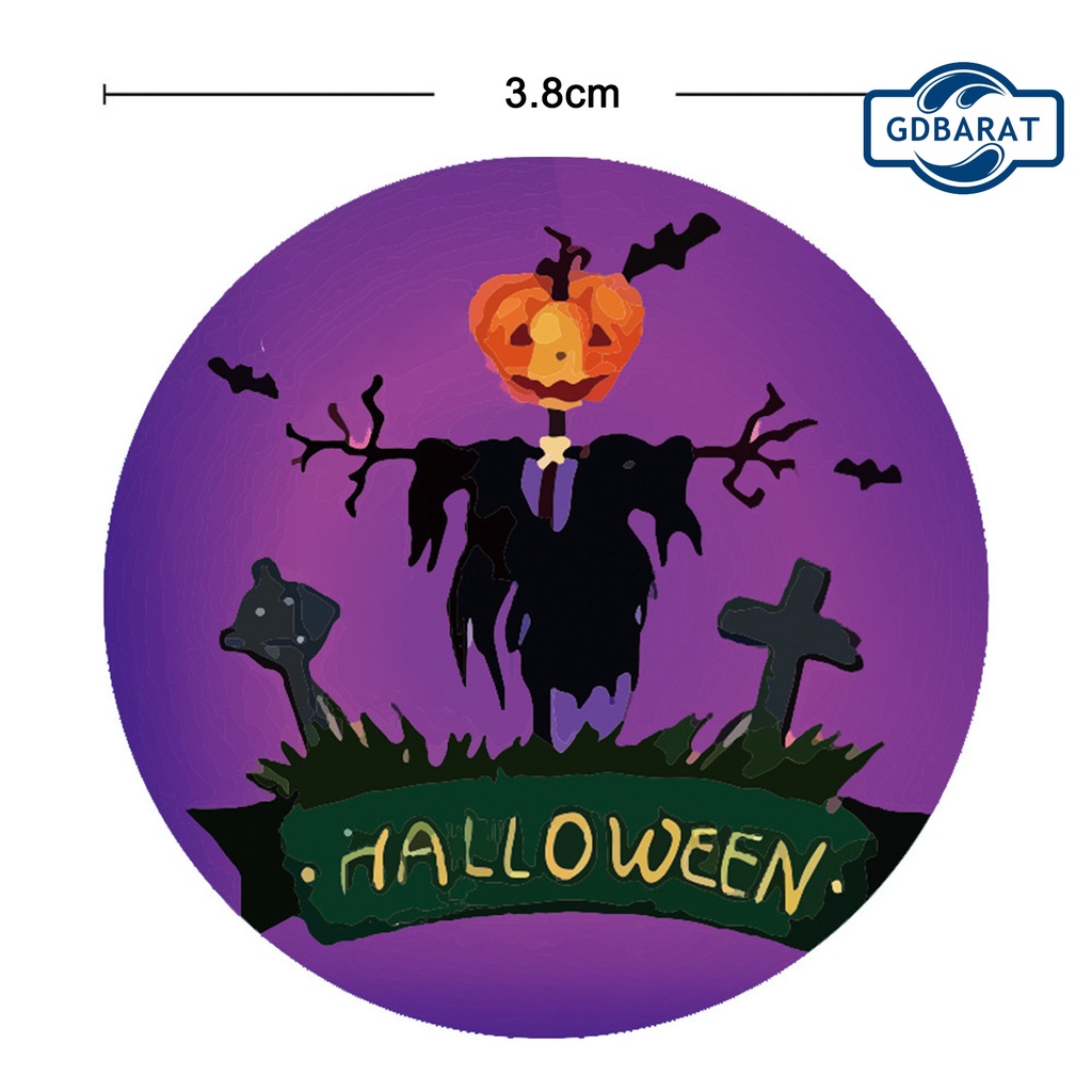 Cuộn 500 Nhãn Dán Tự Dính Hình Tròn Dùng Trang Trí Phong Cách Halloween