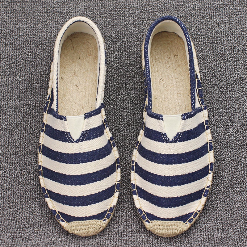 Giày cói đế cói phối vải lanh thủ công thời trang mùa hè