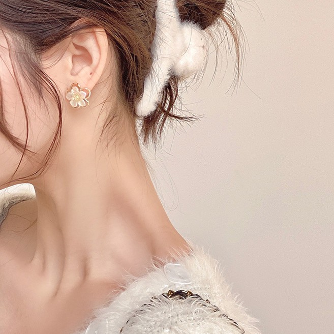 Khuyên tai hình bông hoa đính đá sang trọng cho nữ