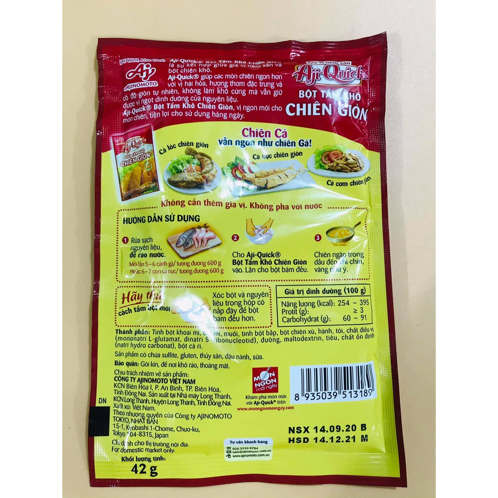 Bột tẩm khô chiên giòn Aji-Quick gói 42g | BigBuy360 - bigbuy360.vn
