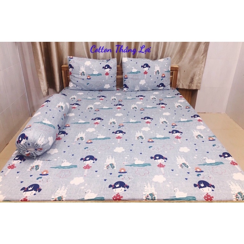 BỘ DRAP 4 MÓN VẢI COTTON THẮNG LỢI CHUẨN LOGO CTY 100% (Size M6x2M) chat chọn mẫu