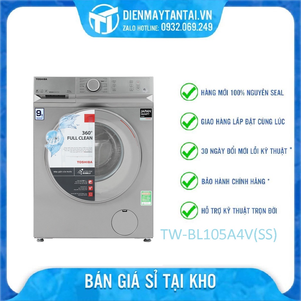 Máy giặt Toshiba 9.5 kg TW-BL105A4V(SS) Mới 2021 Thêm đồ trong khi giặt, Vệ sinh lồng giặt - giao hàng miễn phí HCM