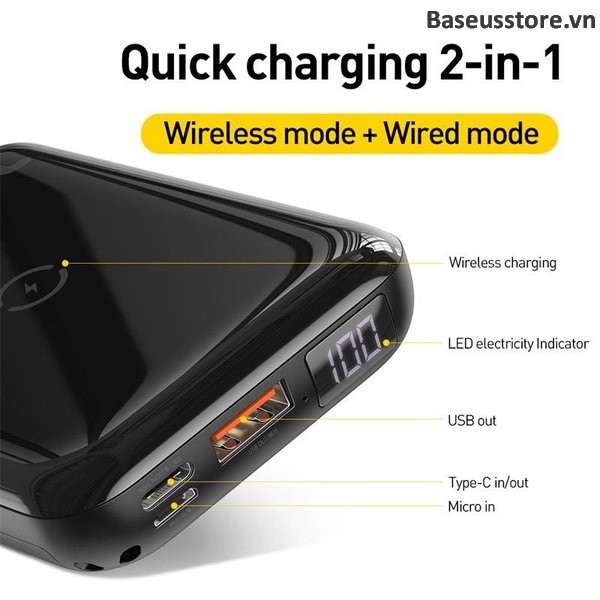 Pin dự phòng tích hợp sạc nhanh không dây Baseus Mini S Bracket Power Bank 10,000mAh