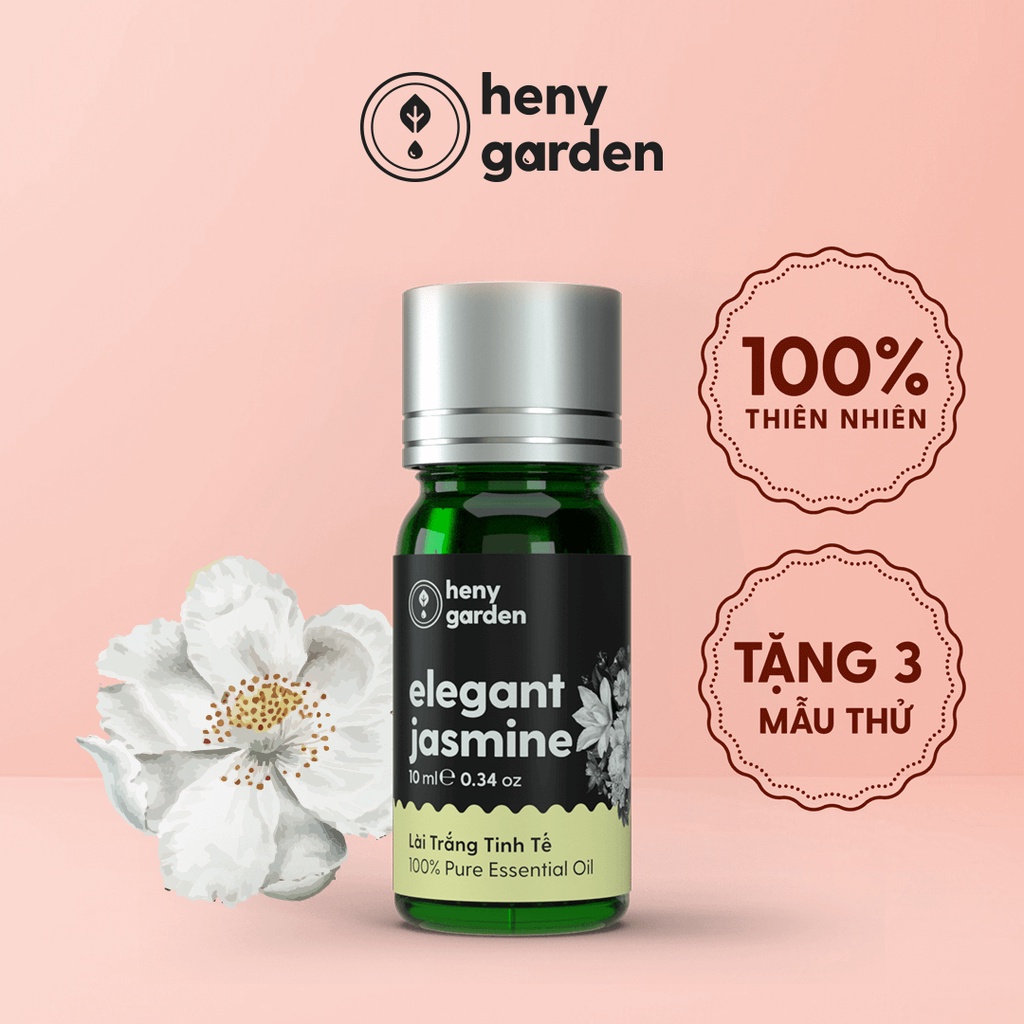 Tinh Dầu Hoa Lài Organic Nguyên Chất Đậm Đặc Xông Thơm Phòng, Làm Nến Thơm Thiên Nhiên, Giúp Dễ Ngủ Heny Garden 10mL