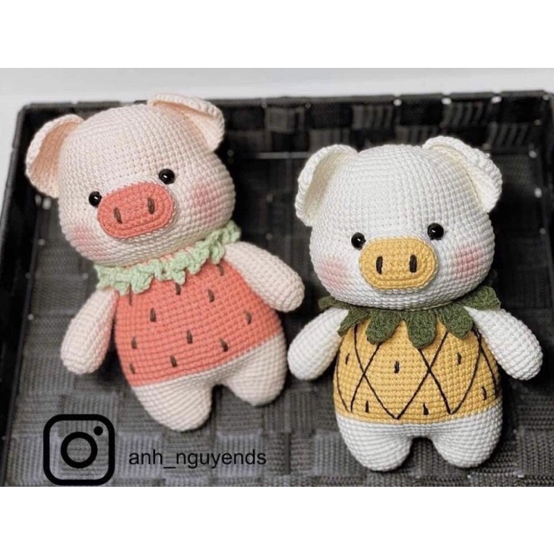 Con Heo Nhồi Bông Bằng Len Dễ Thương Làm Quà Tặng Cho Bé - Thú Bông Handmade Đan Móc Thủ Công Bằng Tay