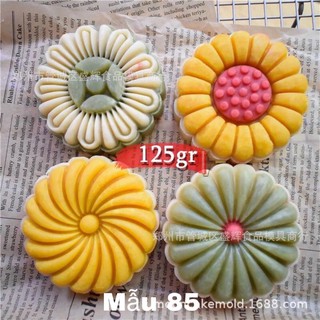 Khuôn trung thu hoa cúc 4 mặt 125g mẫu 85 - Mooncake