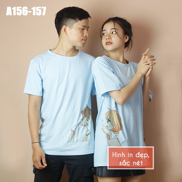 [QUÀ LÀ VÒNG TAY] Áo thun đôi, Áo phông nam nữ Wado chất cotton mềm mịn in hình icon cute mã A156-157