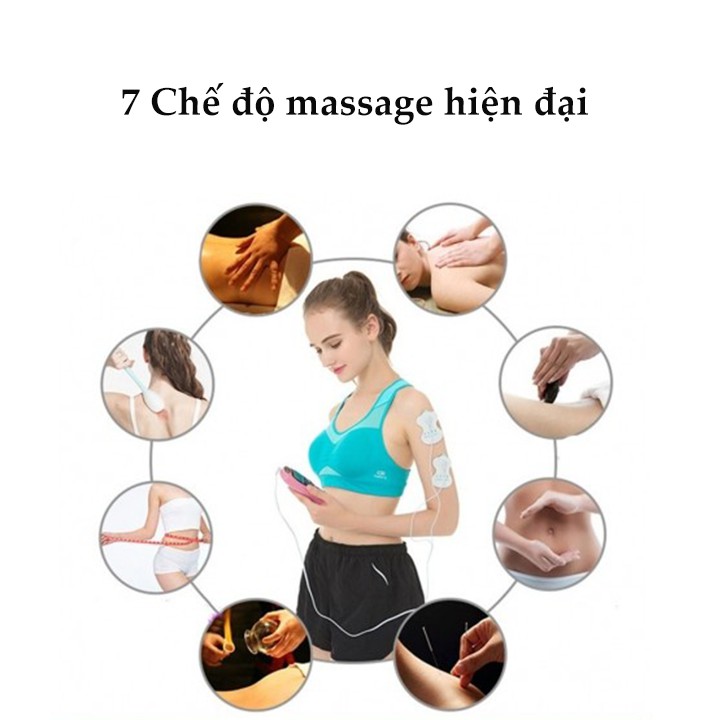 Máy massage xung điện pin sạc 8 miếng dán đèn hồng ngoại JINGYAO JY-A818