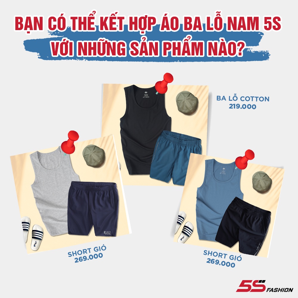 Áo Ba Lỗ Nam 5S (7 Màu) Chất Liệu Cotton Mềm Mại, Thấm Hút Mồ Hôi, Màu Sắc Đa Dạng, Thoải Mái Vận Động (ABL22099-01)