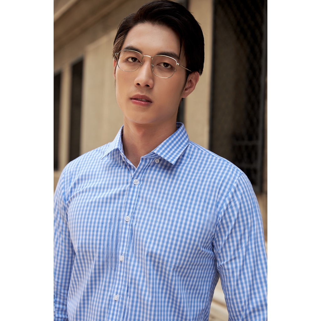 Áo Sơ Mi Americus Gosani Hoạ Tiết Caro Màu Đen Và Xanh