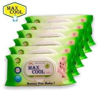 Dts1913 combo 6 gói khăn ướt max cool 80 tờ - không hương