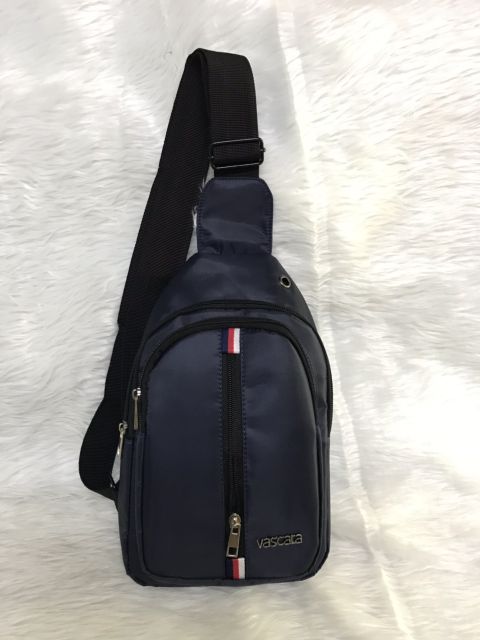 Túi chéo nam nữ năng động vasca dây kéo giữa sọc 3 màu nam nữ vải dù  - chéo TCTL088