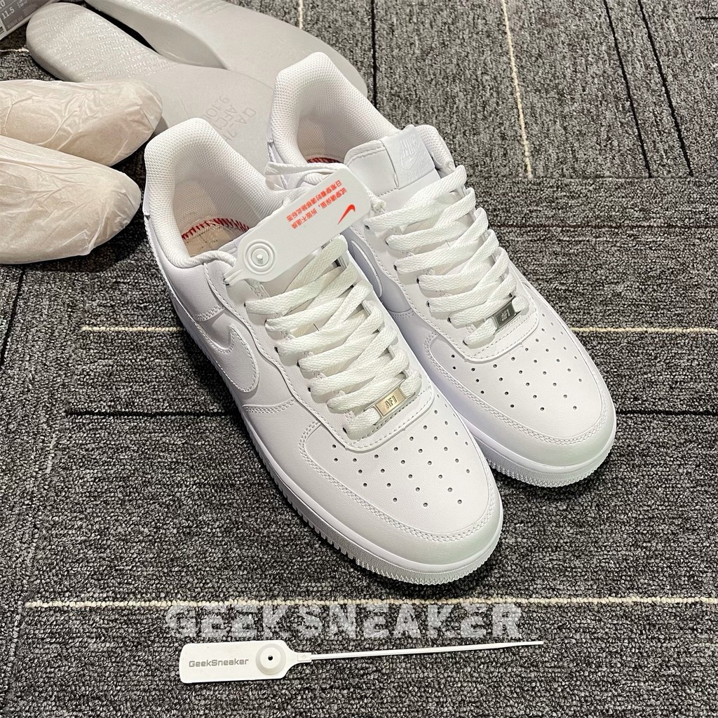 [GeekSneaker] Giày Thể Thao - Sneaker Trắng Air Force 1 -  AF1 All WHITE  NGuyên bản - SC - Đế Air - Gót Vuông