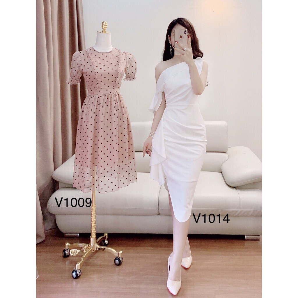 Váy trắng lêch vai V1014 - ĐẸP SHOP DVC ( Ảnh mẫu và ảnh trải sàn do shop tự chụp ) | BigBuy360 - bigbuy360.vn