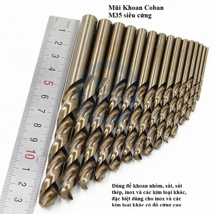 Mũi khoan thép, Inox có chứa coban siêu cứng M35 Khoan lỗ thép không gỉ 4-10mm