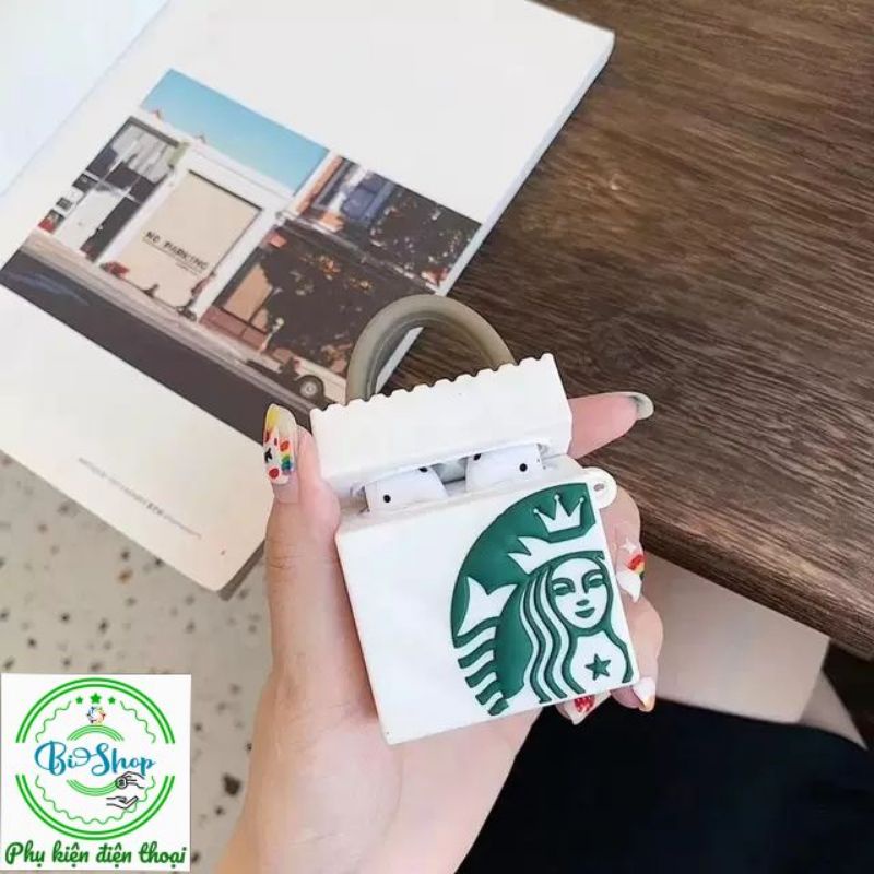 🍀 Tặng kèm móc treo 🍀 Case bao airpod silicon 1 2 Pro Starbucks Túi vỏ bọc tai nghe không dây i11, i12...