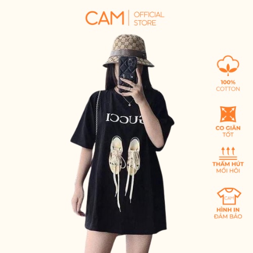 Áo thun tay lỡ Dây Giày dáng giấu quần Camstore
